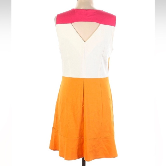 DKNY Colorblock Sleeveless Shift Dress Pink, White, and Orange Size 12 Large L - Picture 2 of 5